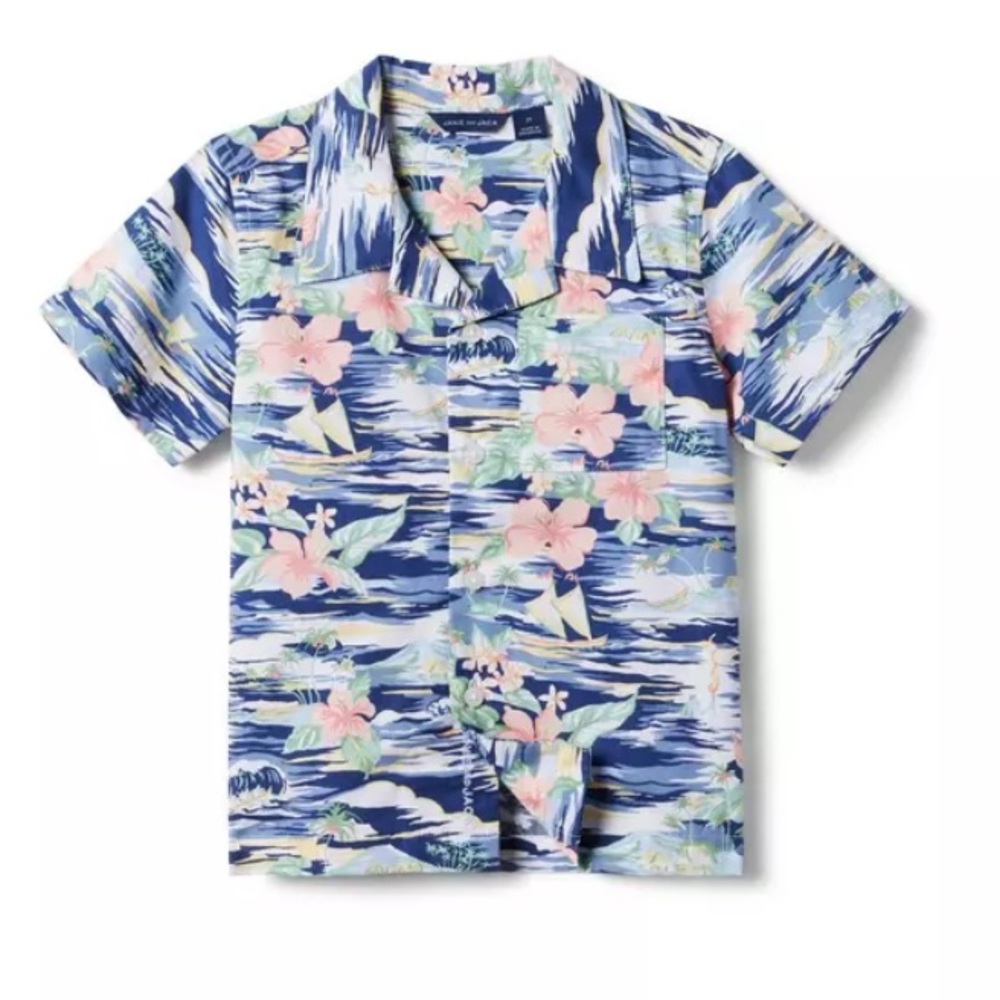 Janie and Jack Island Hibiscus Cabana Shirt